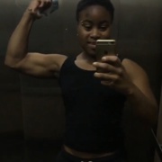 18 years old Weightlifter Jessica Flexing biceps