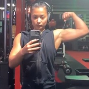 19 years old Fitness girl Maya Flexing biceps