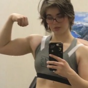 16 years old Fitness girl Karina Flexing biceps