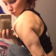 19 years old Fitness girl Abbey Flexing muscles