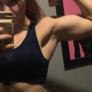 19 years old Fitness girl Abbey Flexing muscles