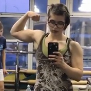 16 years old Fitness girl Karina Flexing biceps