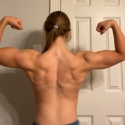 17 years old Fitness girl Sophie Flexing muscles