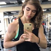16 years old Fitness girl Karina Flexing muscles