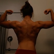 18 years old Fitness girl Sophie Flexing muscles