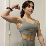 18 years old Fitness girl Sara Flexing muscles