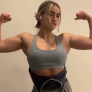 19 years old Fitness girl Sami Flexing muscles
