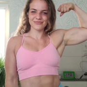 19 years old Fitness girl Sam Flexing biceps