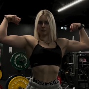17 years old Fitness girl Olivia Flexing muscles