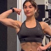 19 years old Fitness girl Sara Flexing biceps