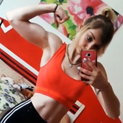 16 years old Fitness girl Alexia Flexing biceps