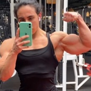 19 years old Fitness girl Rosario Flexing biceps