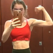 16 years old Fitness girl Danielle Flexing muscles