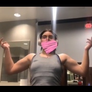 16 years old Fitness girl Michelle Flexing biceps