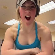 15 years old Fitness girl Kamryn Flexing muscles