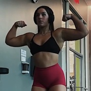 16 years old Fitness girl Kamryn Flexing muscles