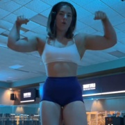 16 years old Fitness girl Kamryn Flexing muscles