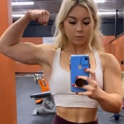 18 years old Fitness girl Danielle Flexing biceps