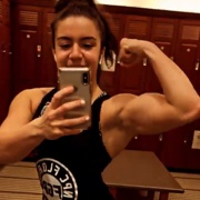 18 years old Fitness girl Antonietta Flexing biceps