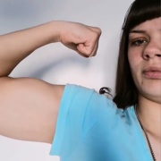 14 years old Fitness girl Lara Flexing biceps