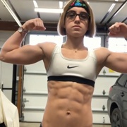 17 years old Fitness girl Delaney Flexing muscles