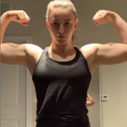 19 years old Fitness girl Kendall Flexing muscles