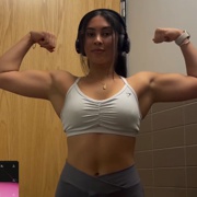 19 years old Fitness girls Erika Flexing biceps