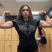 18 years old Fitness girl Natalie Flexing muscles