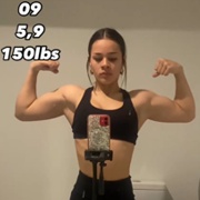 14 years old Fitness girl Ava Flexing muscles