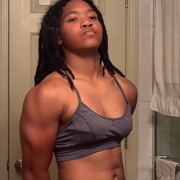 16 years old Fitness girl Jada Flexing muscles