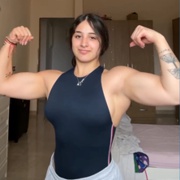 17 years old Fitness girl Cris Flexing biceps