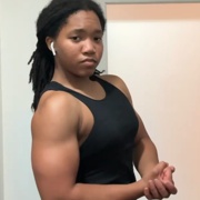 17 years old Fitness girl Jada Flexing muscles