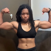 16 years old Fitness girl Jada Flexing muscles