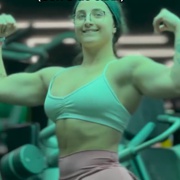 17 years old Fitness girl Cris Flexing muscles