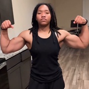 17 years old Fitness girl Jada Flexing muscles