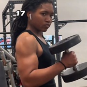 17 years old Fitness girl Jada Flexing muscles