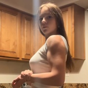 17 years old Fitness girl Sam Flexing muscles
